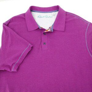 Robert Graham Polo Shirt Mens 2XL Short Sleeve Classic Fit Casual cotton modal